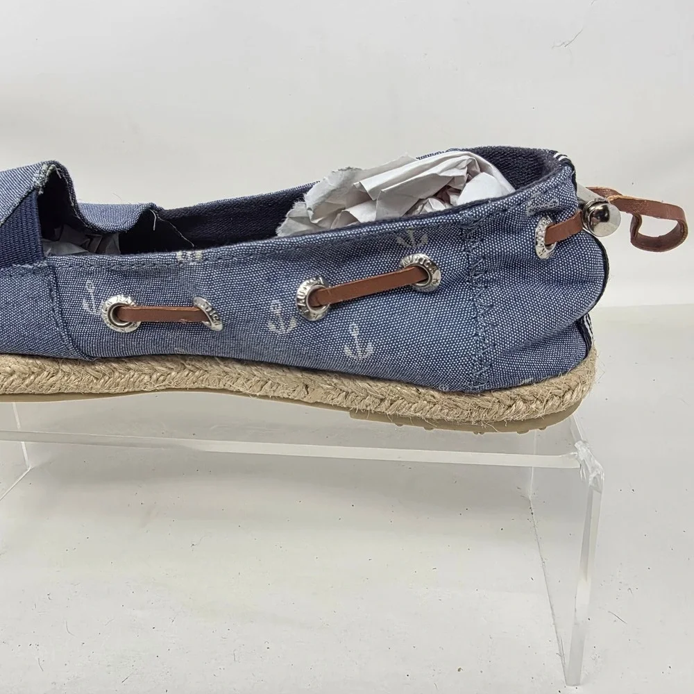Nautica Rudder 2 Espadrille Flats Women 6 Blu Anchor Print Nautical Slip On Shoe